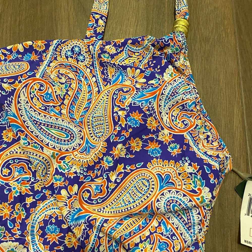 NWT! Ralph Lauren Paisley Women’s Swimwear in Blue and Orange - Picture 2 of 6